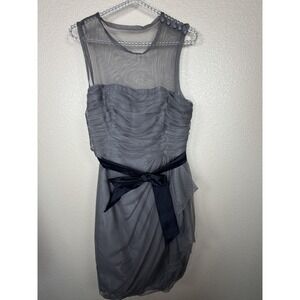 White by Vera Wang Gray Tulle Dress Size 12  Ruched Cocktail Party Wedding Guest